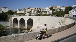 Francúzsko, Marseille, kočík, dieťa, matka, prechádzka