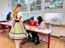 parlamentné voľby 2023, volič, hlasovanie, urna, folklór