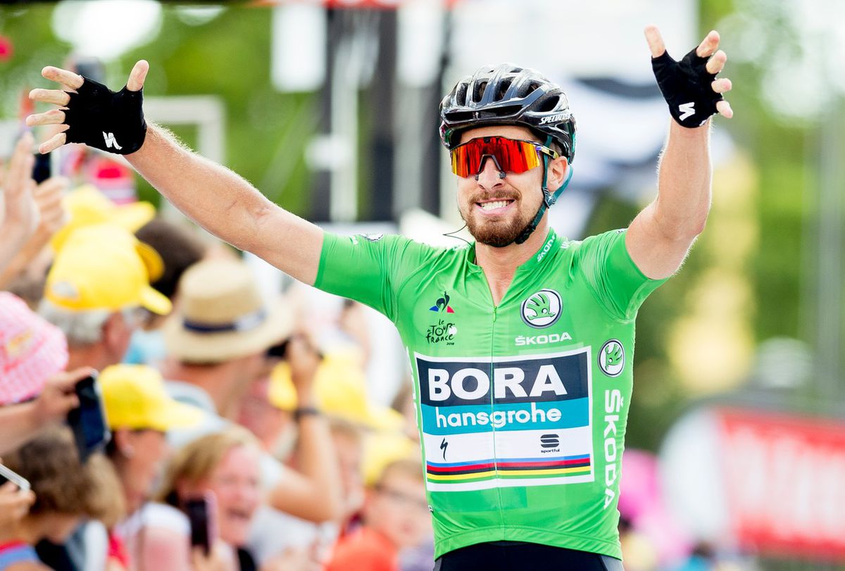 Peter Sagan v zelenom drese na Tour de France.