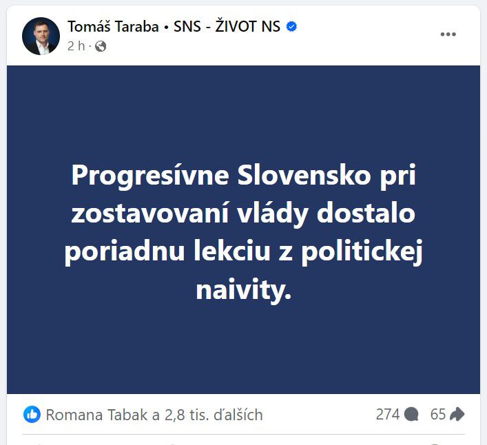 Status Tomáša Tarabu z 11. októbra 2023 po...
