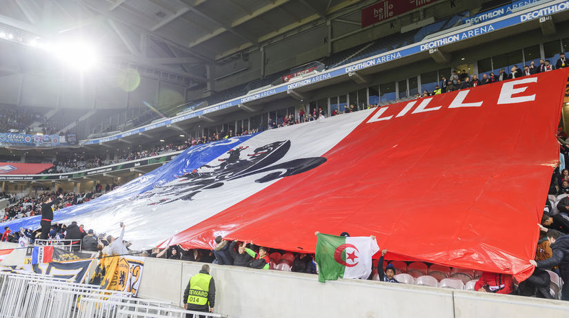 Fanúšikovia Lille pred zápasom so Slovanom.