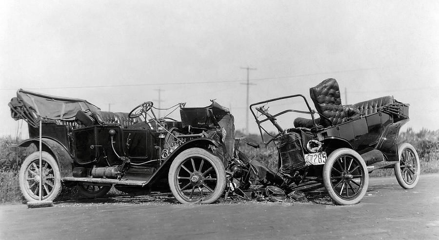 Accident de voiture en 1914.
