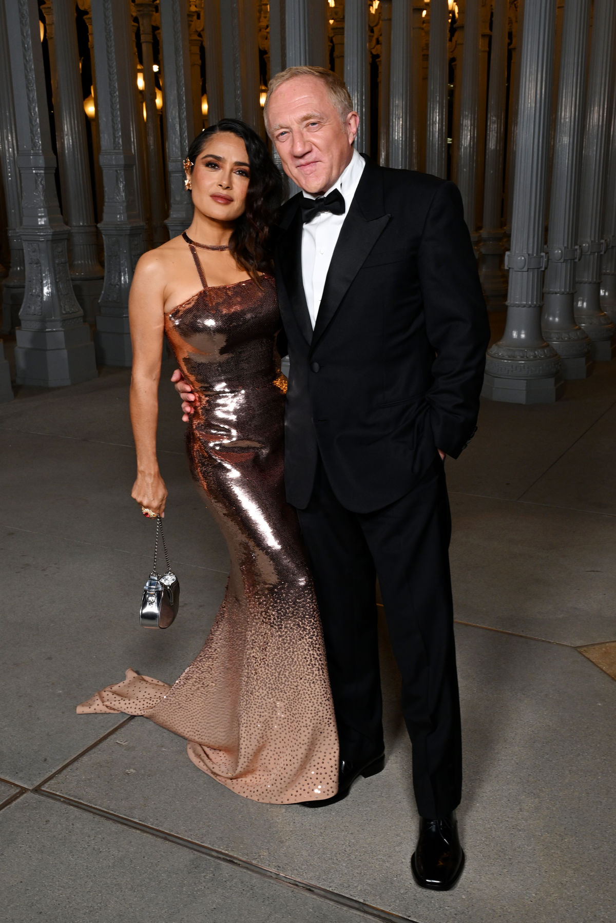 Herečka Salma Hayek, oblečená v kreácii Gucci a...