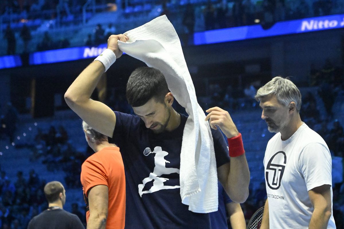 Novak Djokovič počas tréningu pred finále ATP...