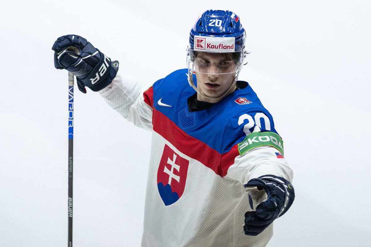 Juraj Slafkovský na MS 2022 v Helsinkách.