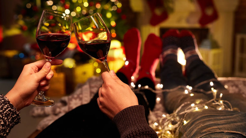 červené víno, Vianoce, pripíjanie, vianočný...