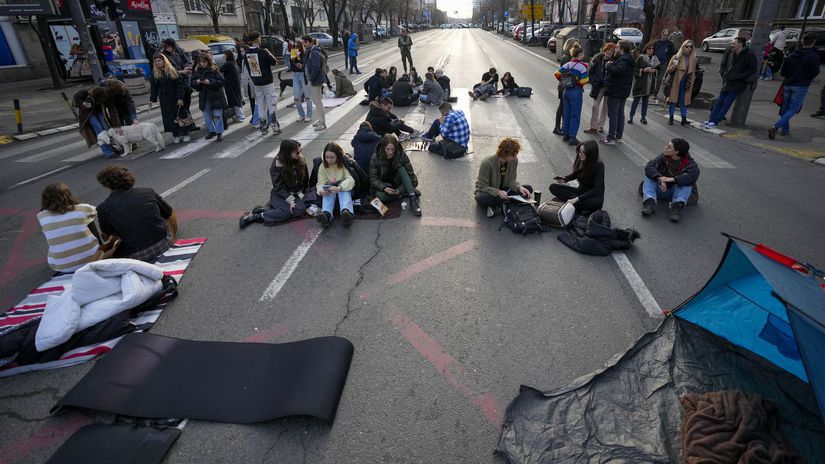 Srbsko, študenti, demonštrácia, Belehrad,...