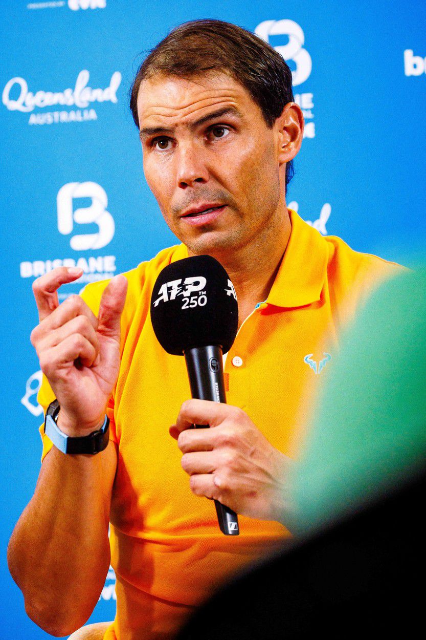 Rafael Nadal odpovedá na otázky novinárov po...