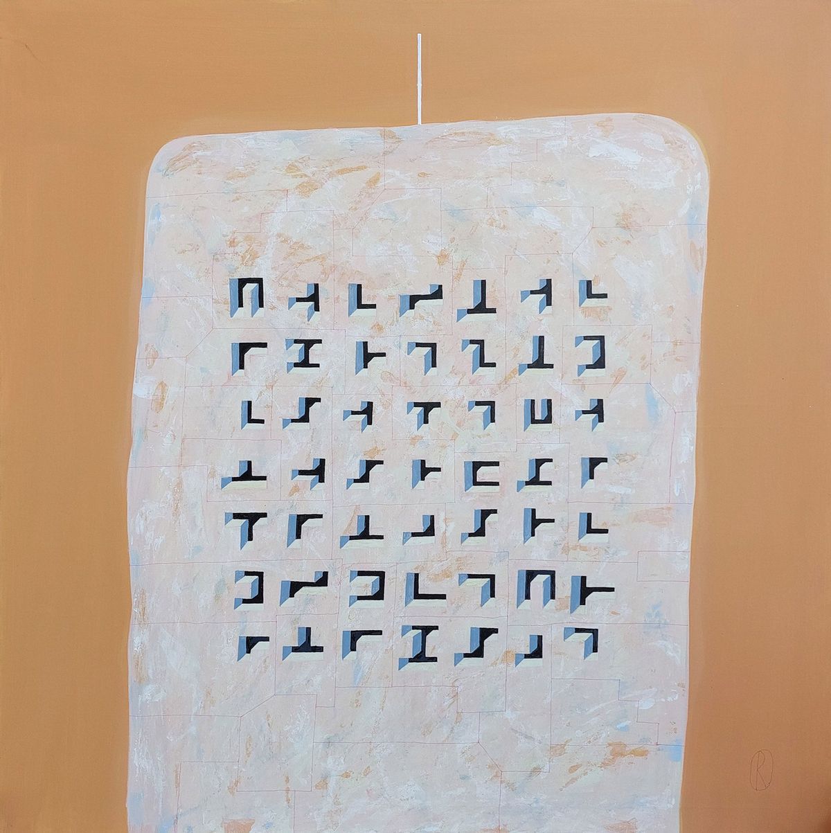 Peter Roller: Obydlie 2, 2023, 100x100 cm, akryl