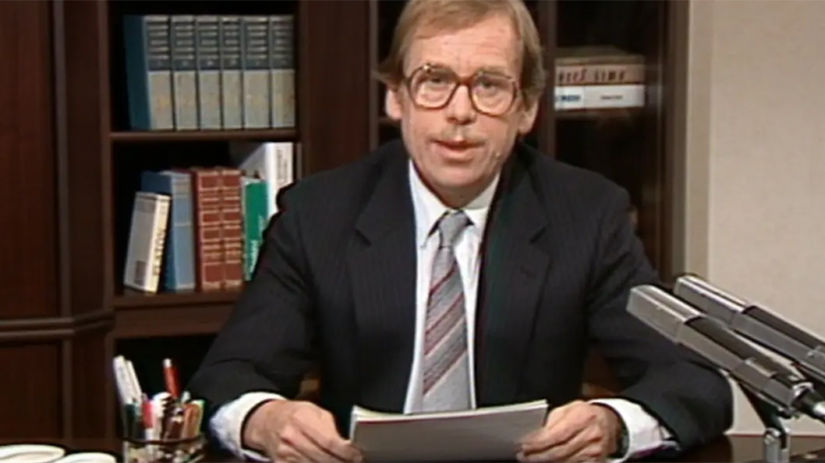 Václav Havel počas novoročného prejavu.