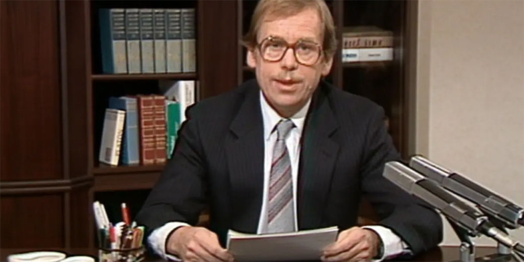 Václav Havel počas novoročného prejavu.