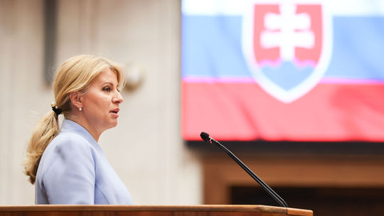 Prezidentka Zuzana Čaputová počas vystúpenia v...