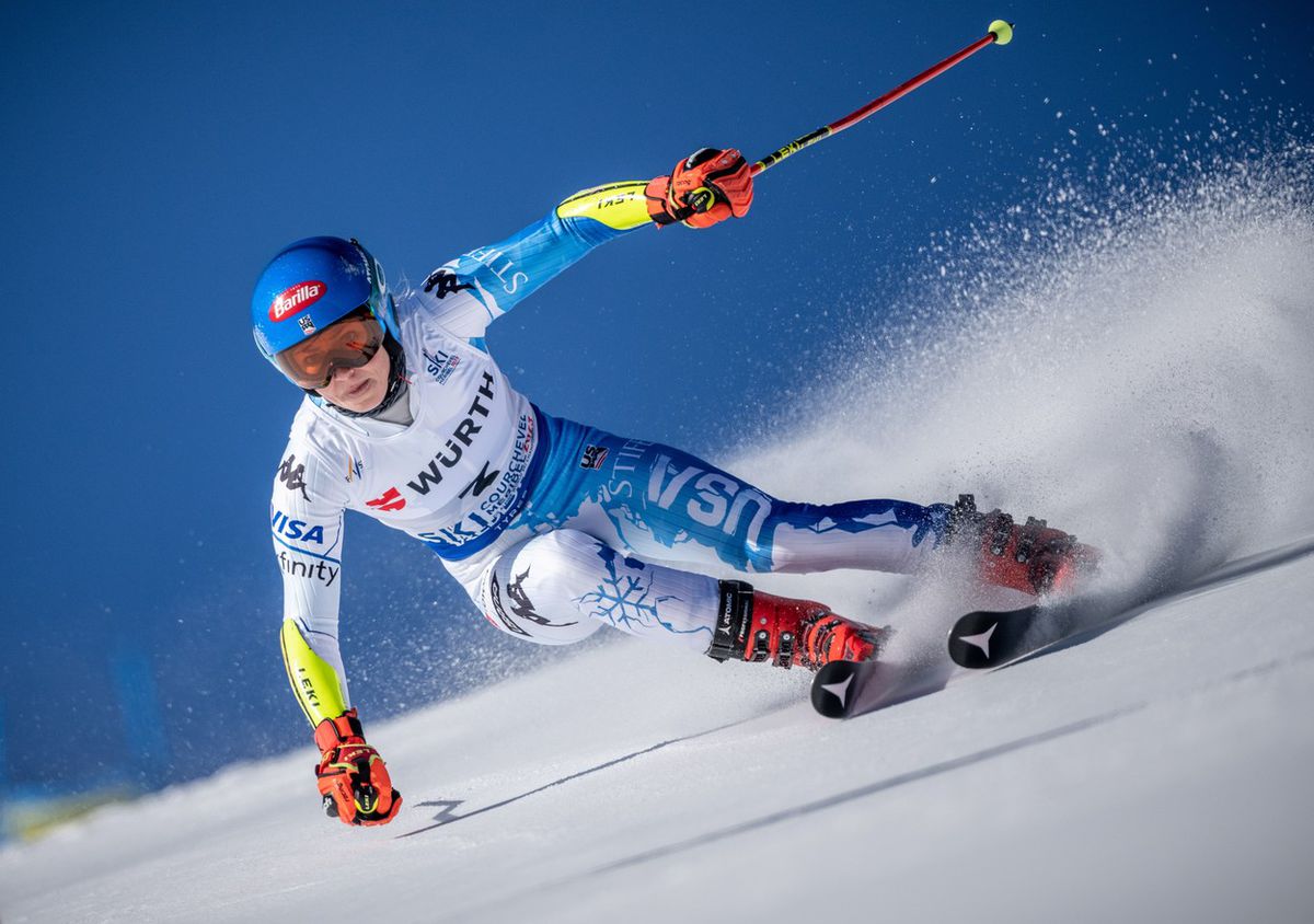 Mikaela Shiffrinová na MS 2023 v Courcheveli.