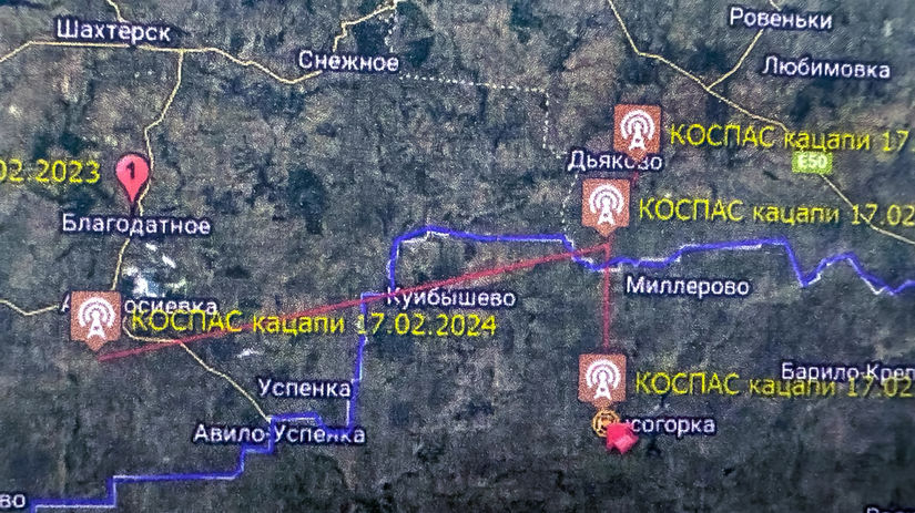 Snímka z ukrajinského systému vzdušnej ochrany,...