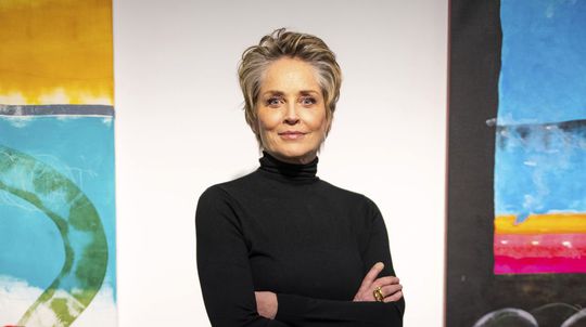 Herečka Sharon Stone počas výstavy svojich...