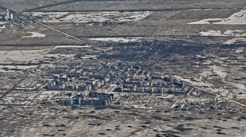 Letecký pohľad na Vuhledar, miesto ťažkých...