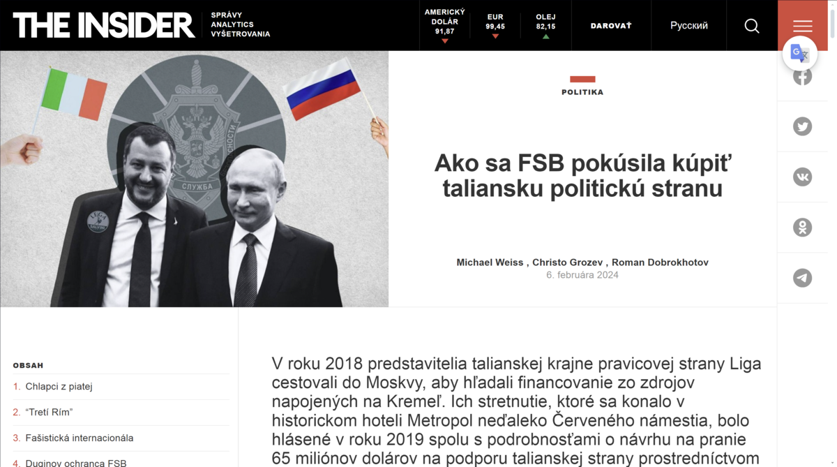 Investigatívny portál The Insider...