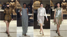 Modelky na prehliadke Christian Dior Jeseň/Zima 2024-2025 v Paríži. 