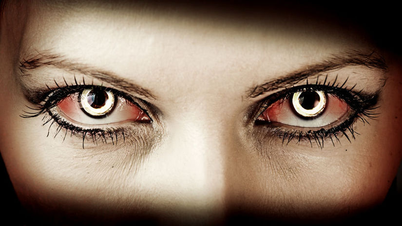 oči, zombie, oko, ženské oči, Halloween, diabol