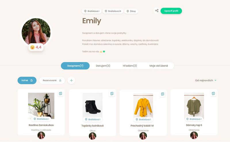 BHARTER používateľský profil