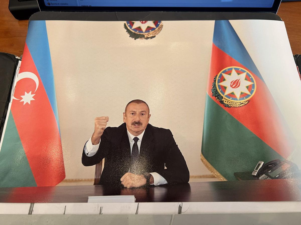 Portrét prezidenta Azerbajdžanu Ilhama Alijeva,...