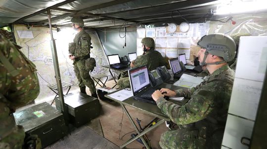 Veliace pracovisko počas cvičenia Slovenský...