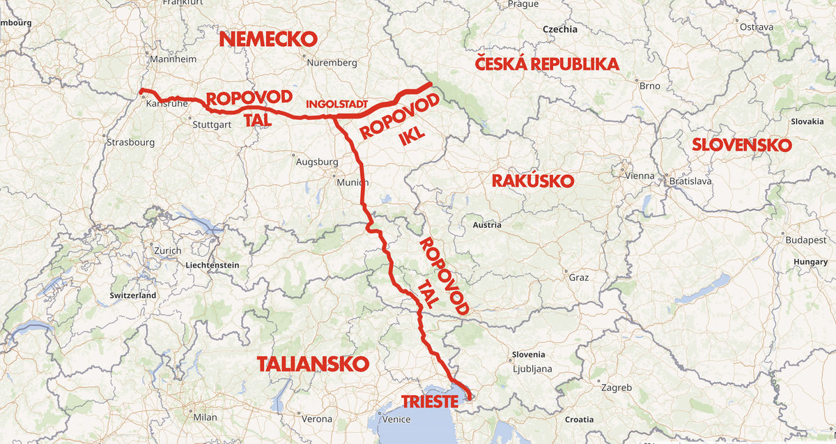 Transalpínsky ropovod (TAL) vedie z ropného...