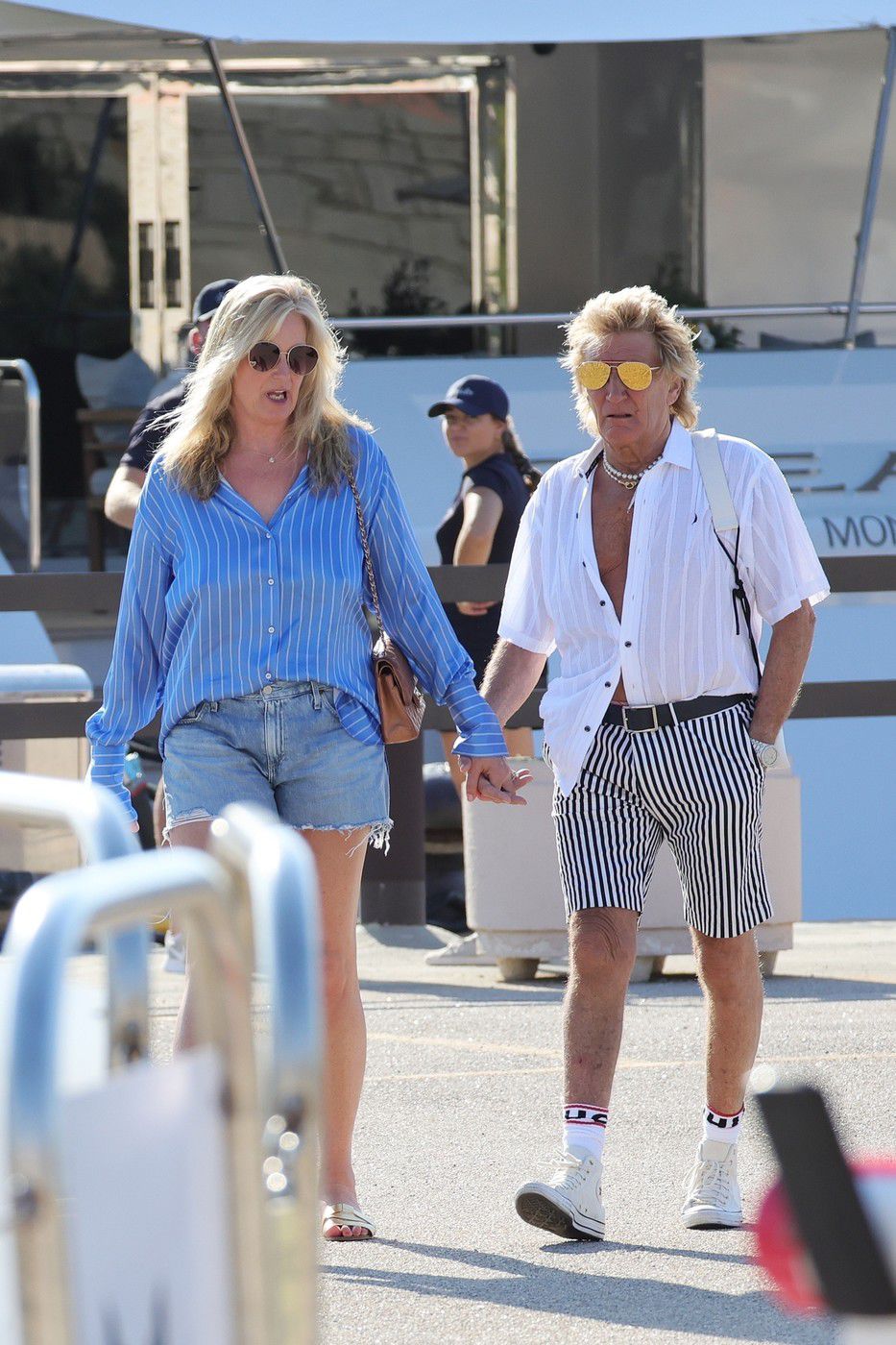 Rocker Rod Stewart a jeho manželka Penny...