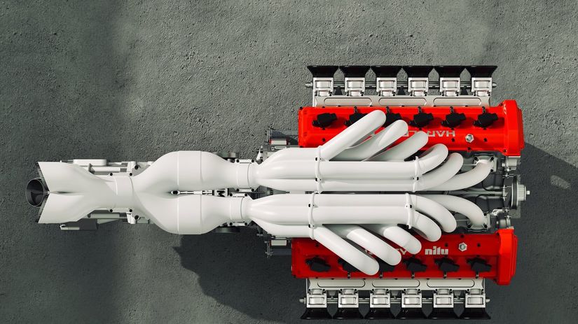 Výfukové potrubie umiestnené medzi blokmi...