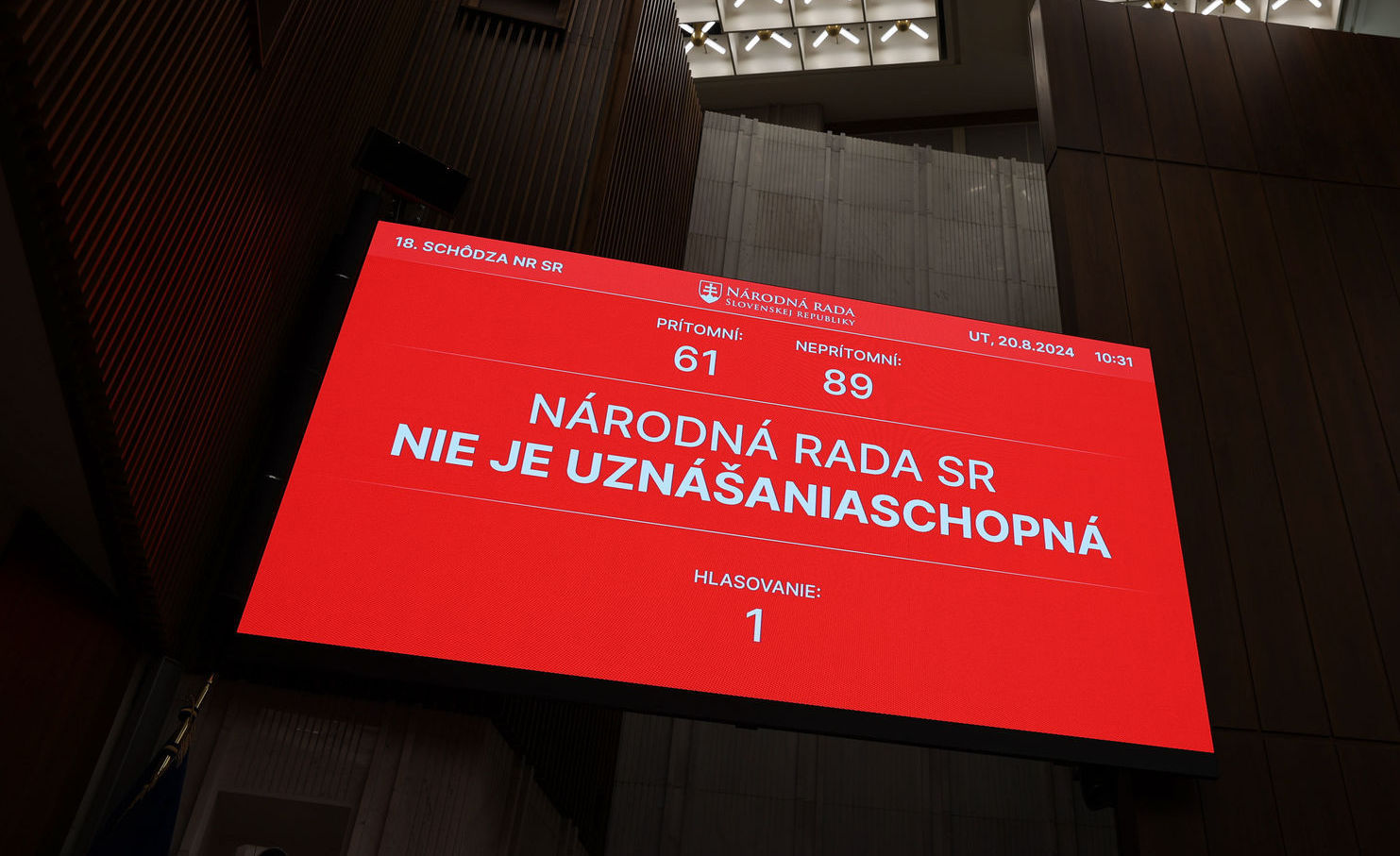 Hlasovacia tabuľa počas 18. schôdze Národnej...