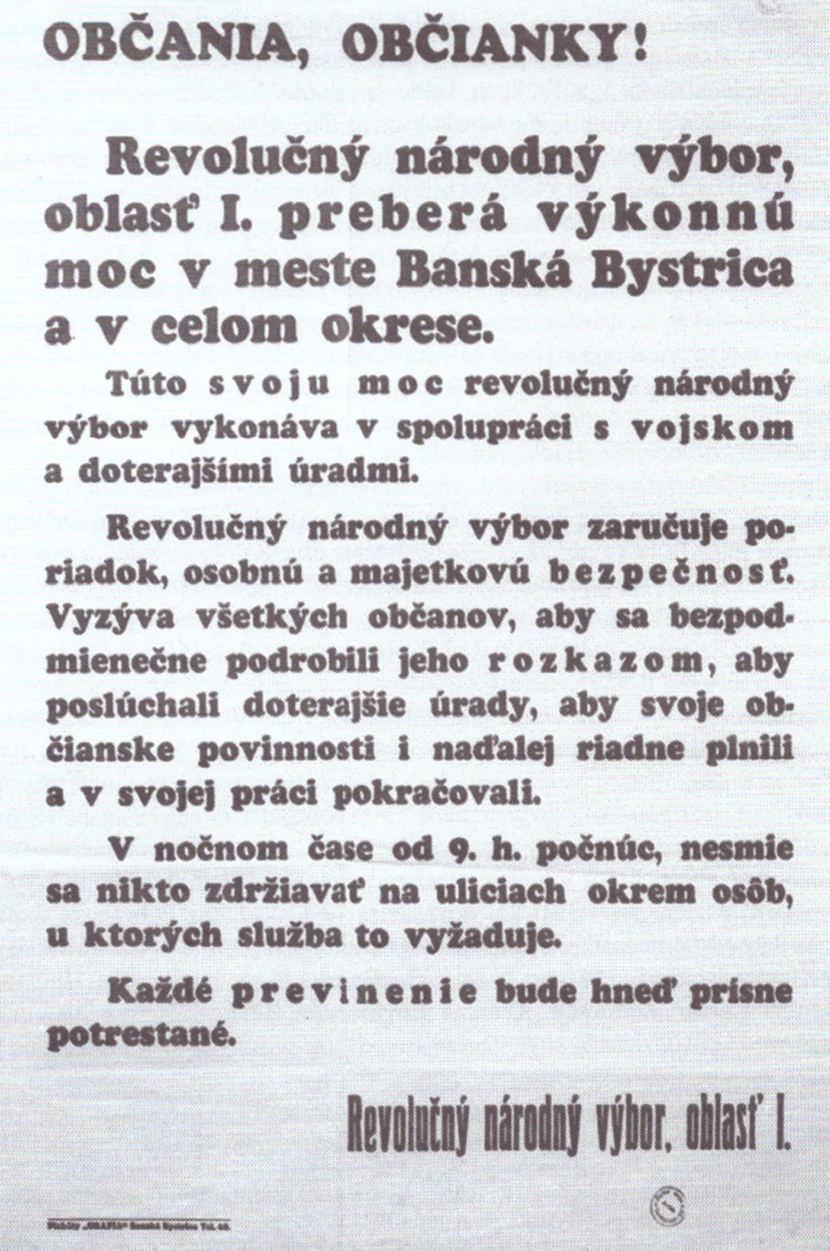 Vyhláška k mobilizácii v Martine.