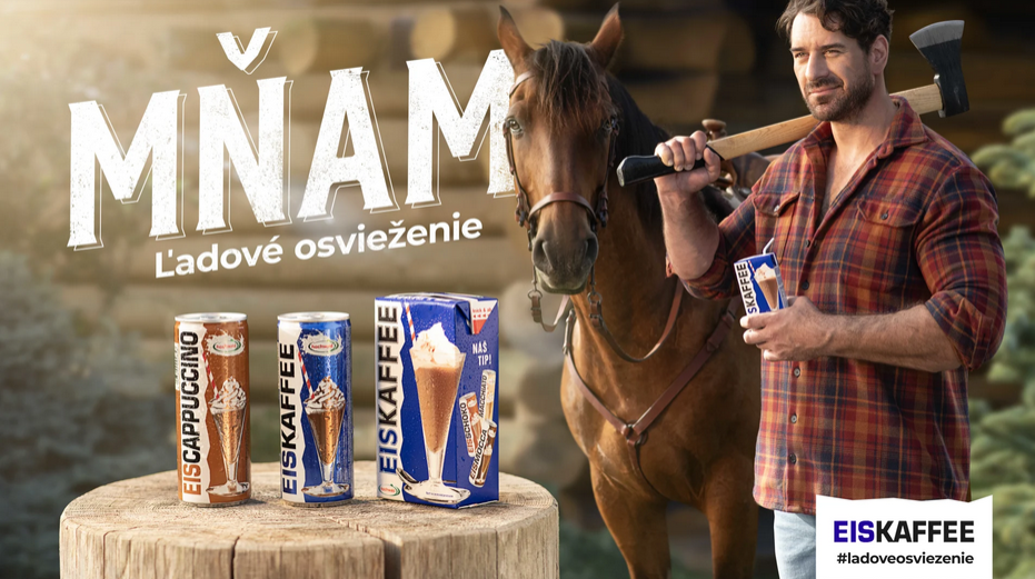 Boris Valábik na bilborde reklamy na Eiskaffee.