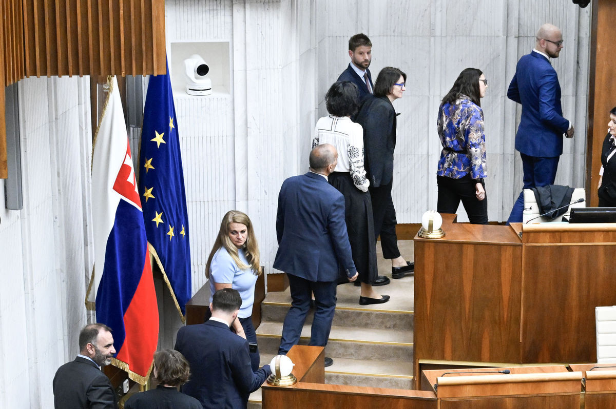 Na snímke opoziční poslanci z Progresívneho...