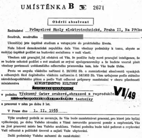 Takto vyzerala umiestenka v polovici 50. rokov...