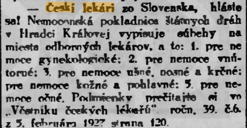 Výzva pre českých lekárov zo Slovenska.