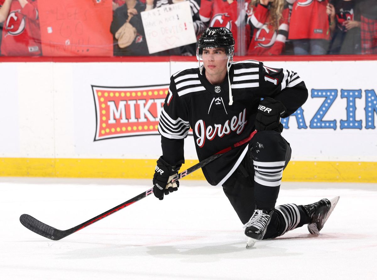 Šimon Nemec v drese New Jersey Devils.