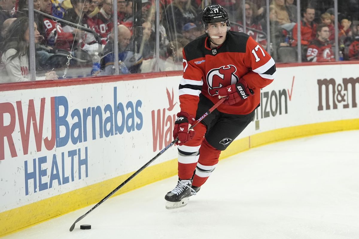 Šimon Nemec v drese New Jersey Devils.