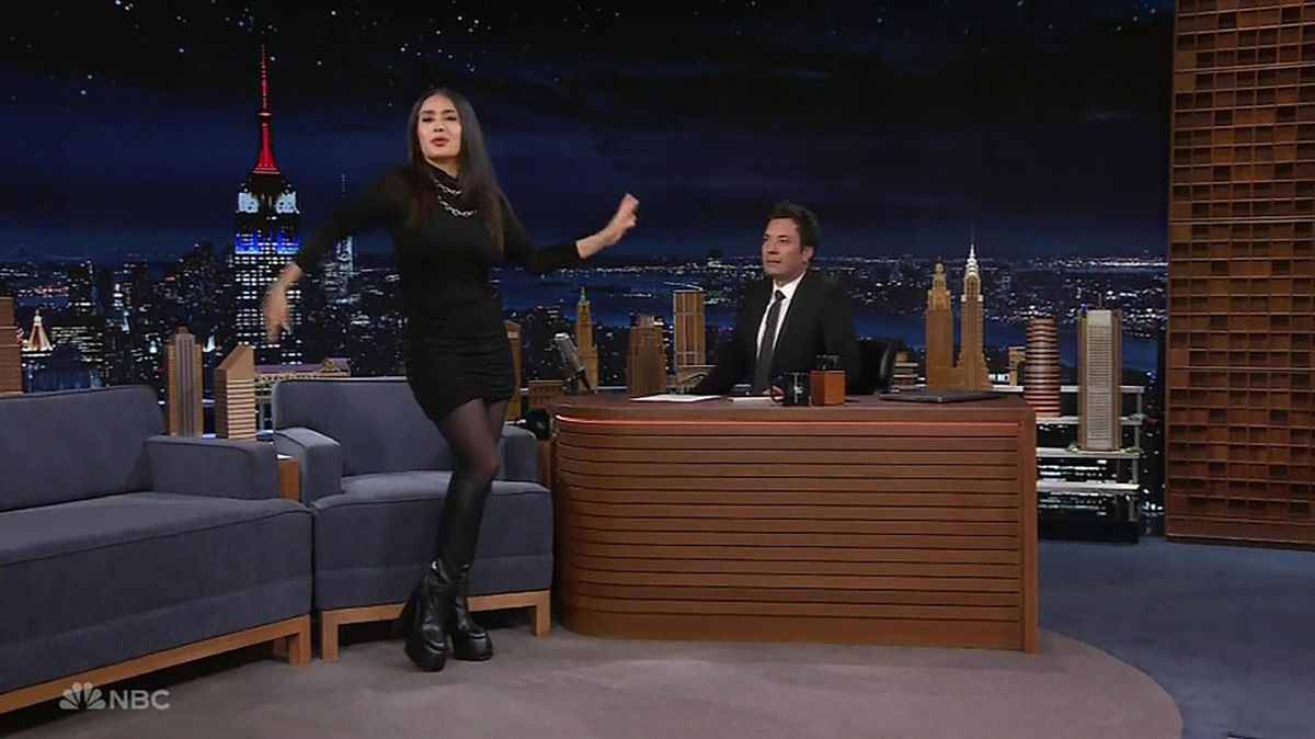 Herečka Salma Hayek na návšteve v talk-šou...