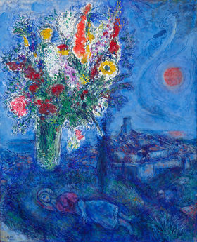Marc Chagall: Spiaca s kvetinami, 1972