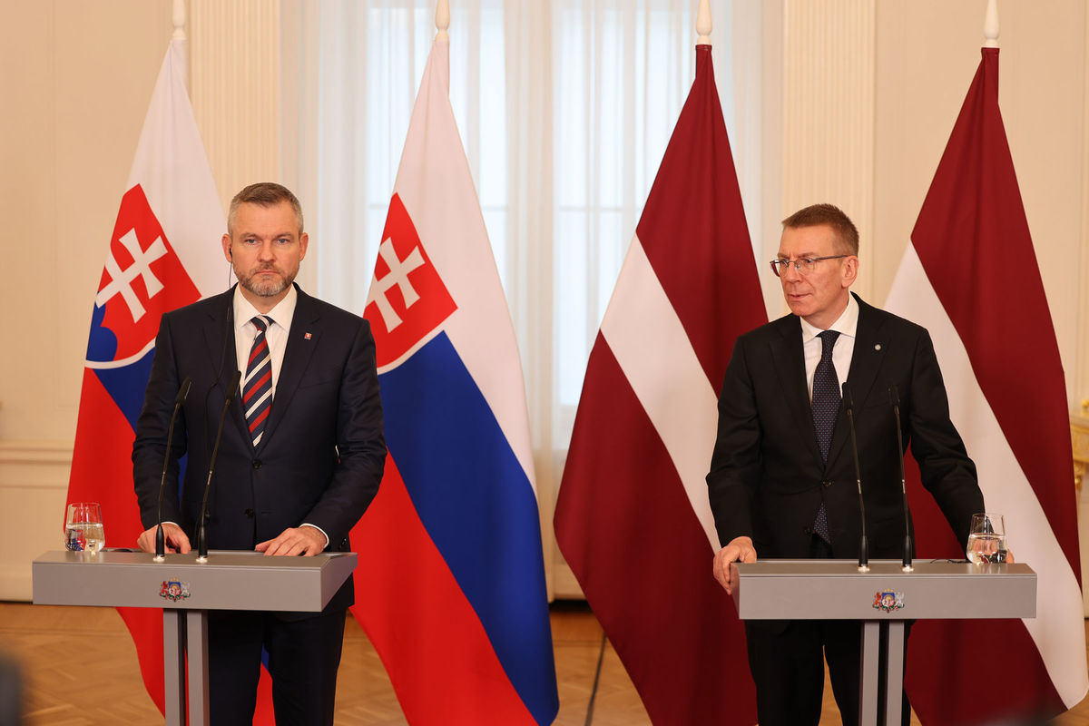 Prezident Peter Pellegrini a prezident Lotyšska...