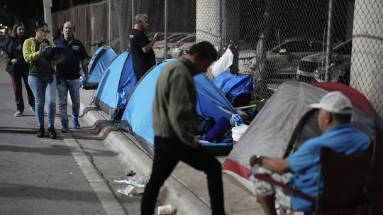 Stany ľudí bez domova v centre Miami