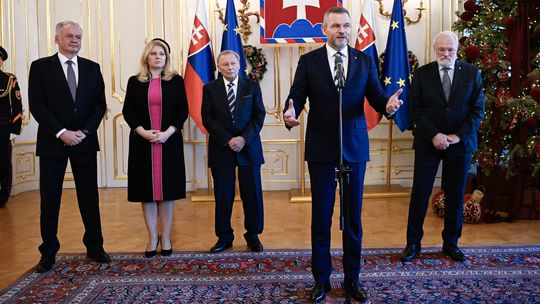 Bývalí prezidenti SR zľava Andrej Kiska, Zuzana...