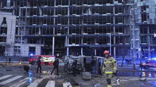 Po ruskom útoku na Kyjev.