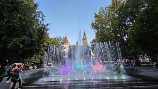 Spievajúca fontána v Košiciach.