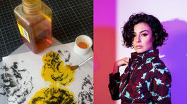 rucne malovany dezen pre belgicku znacku Katherine Theys