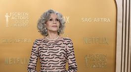 Herečka Jane Fonda prišla v kreácii Armani Privé. 