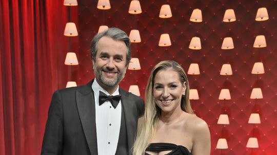 Dominika Cibulková a moderátor Siene slávy...