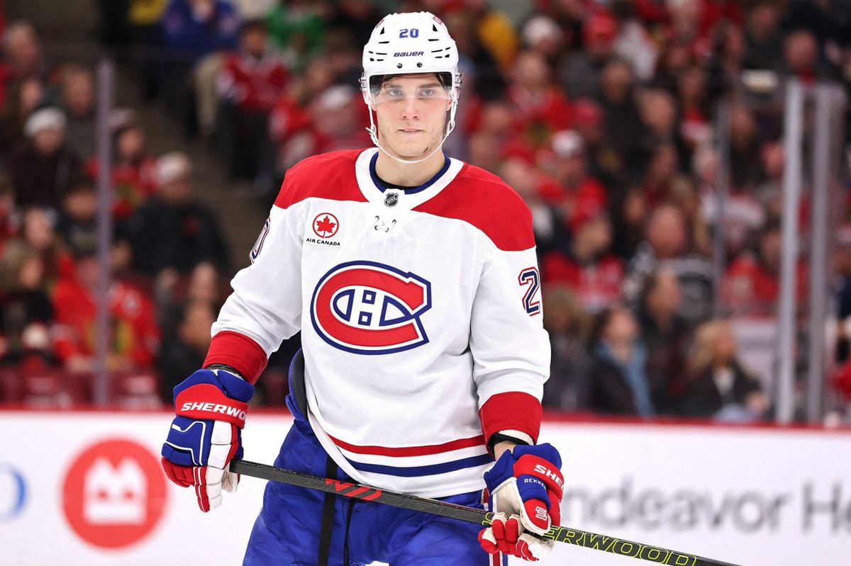 Juraj Slafkovský v drese Montrealu Canadiens.