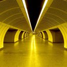 metro, tunel, chodba, žltá,