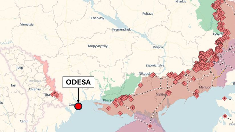 Poloha Odesy na Ukrajine